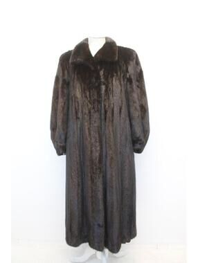exellent natural dark ranch mink fur coat jacket women woman size 12-14-16 xl